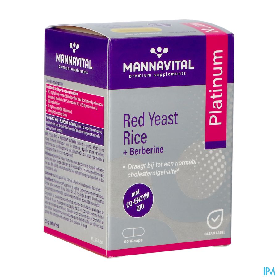 Mannavital Red Yeast Rice+berberine Plat.v-caps 60 Mannavital Red Yeast Rice+berberine Plat.v-caps 60