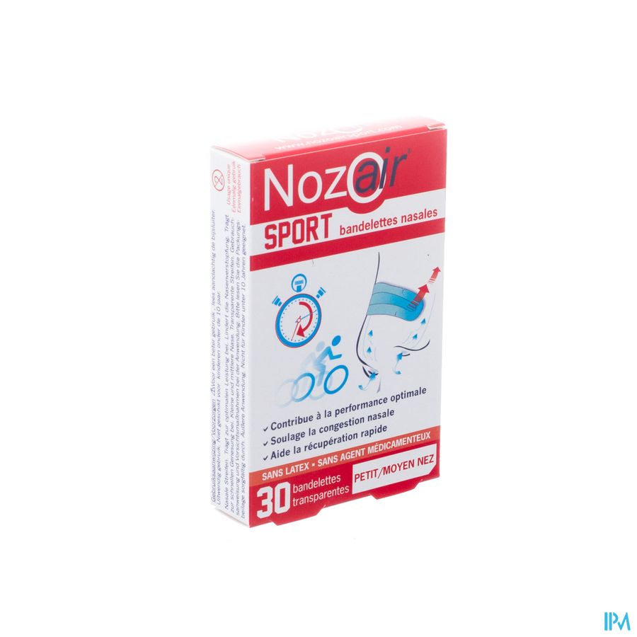 Nozoair Sport Bandelette Nasale Petit-moyen Nez 30 Nozoair Sport Bandelette Nasale Petit-moyen Nez 30