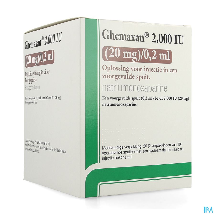 Ghemaxan 2.000ie 20mg/0,2ml Voorg.sp. 20+nldbesc Ghemaxan 2.000ie 20mg/0,2ml Voorg.sp. 20+nldbesc