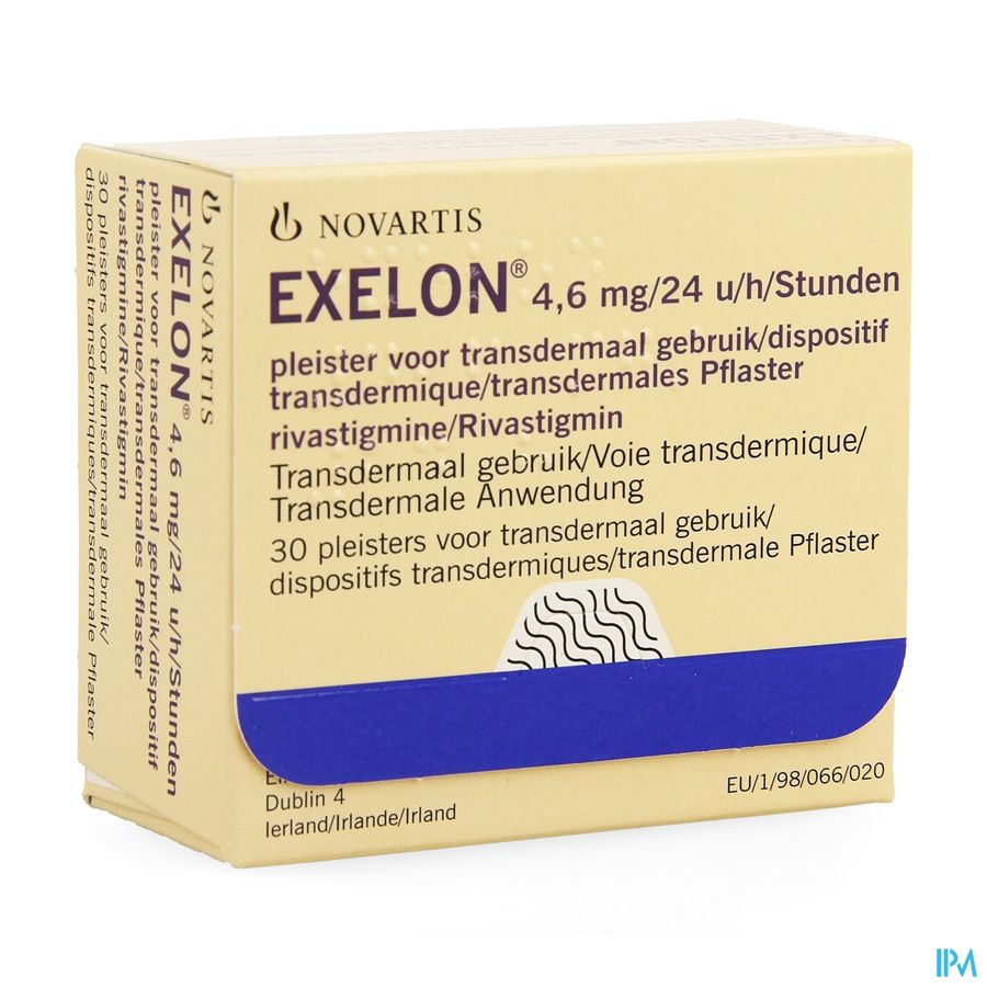 Exelon 4,6mg/24u Pleister Transdermaal 30 Exelon 4,6mg/24u Pleister Transdermaal 30