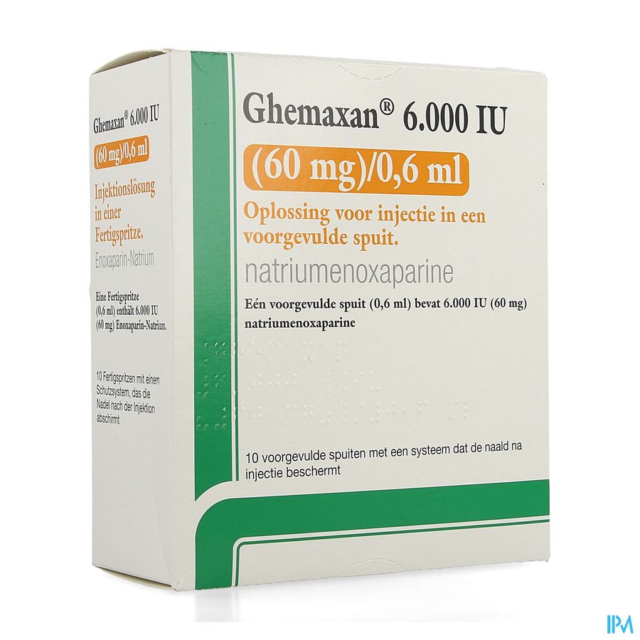 Ghemaxan 6.000ie 60mg/0,6ml Voorg.sp. 10+nldbesc Ghemaxan 6.000ie 60mg/0,6ml Voorg.sp. 10+nldbesc