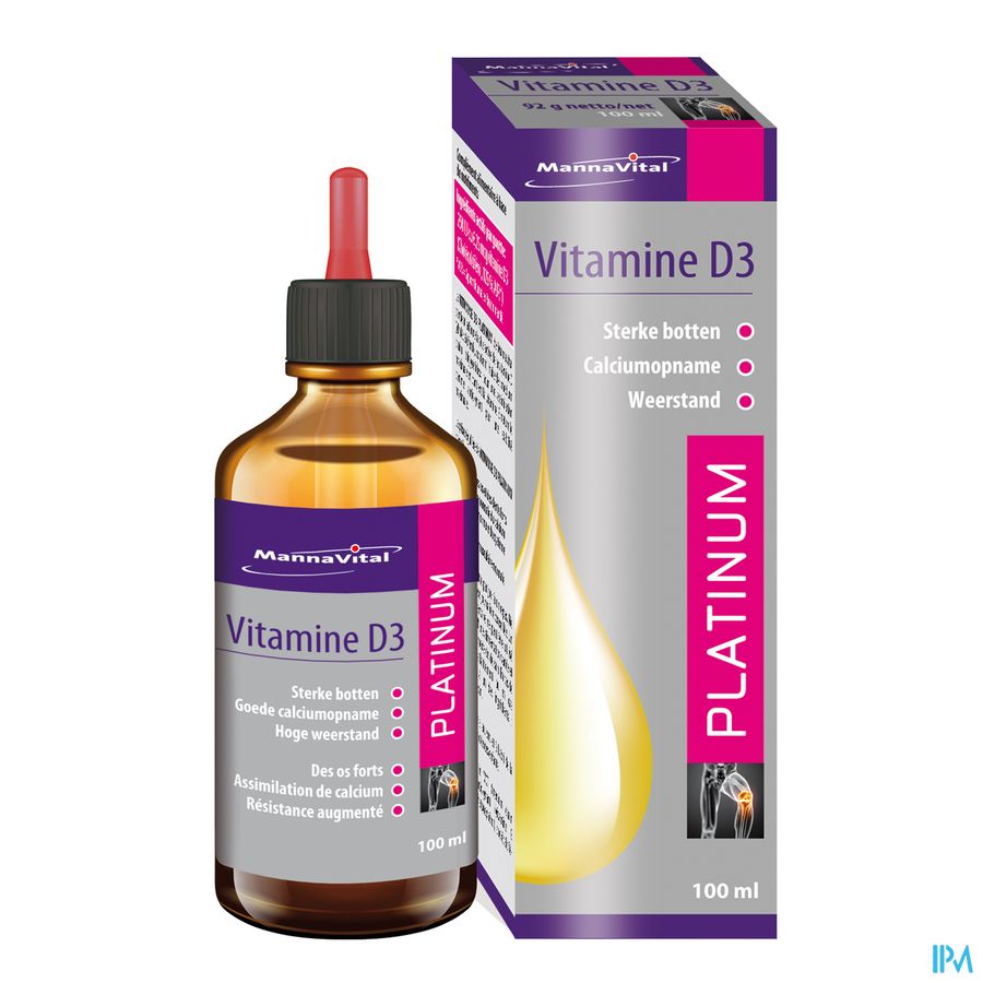 Mannavital Vitamine D3 Platinum Druppels 100ml Mannavital Vitamine D3 Platinum Druppels 100ml
