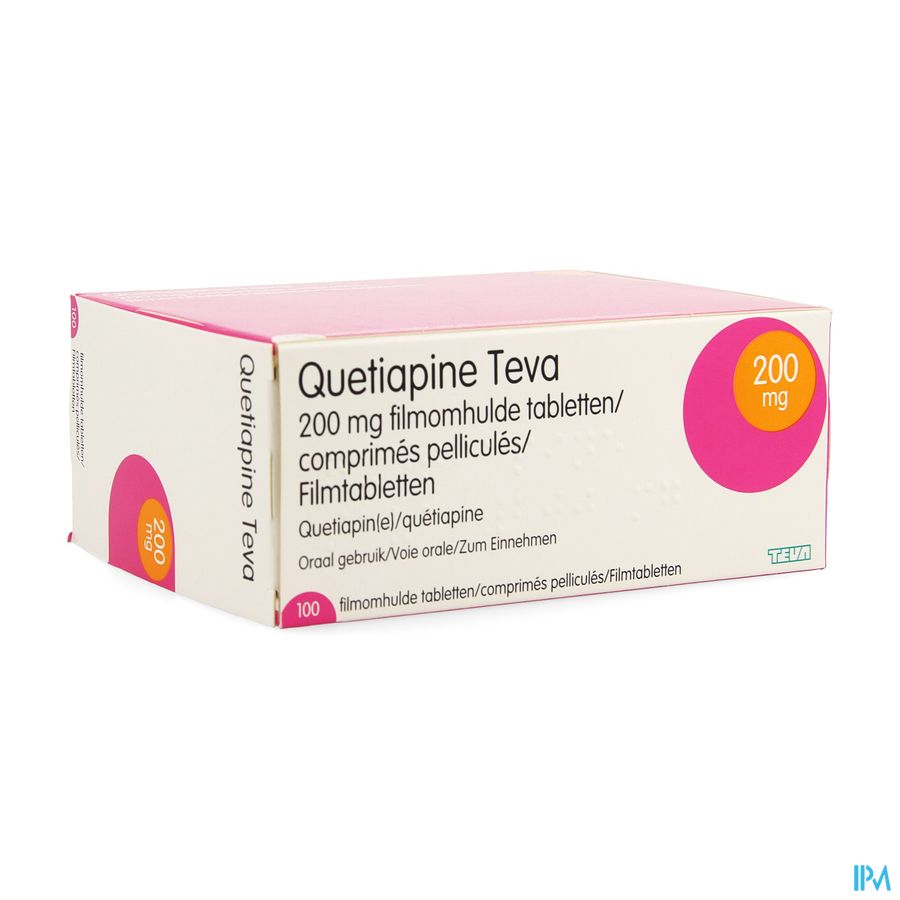 Quetiapine Teva 200mg Comp Pell 100 Quetiapine Teva 200mg Comp Pell 100