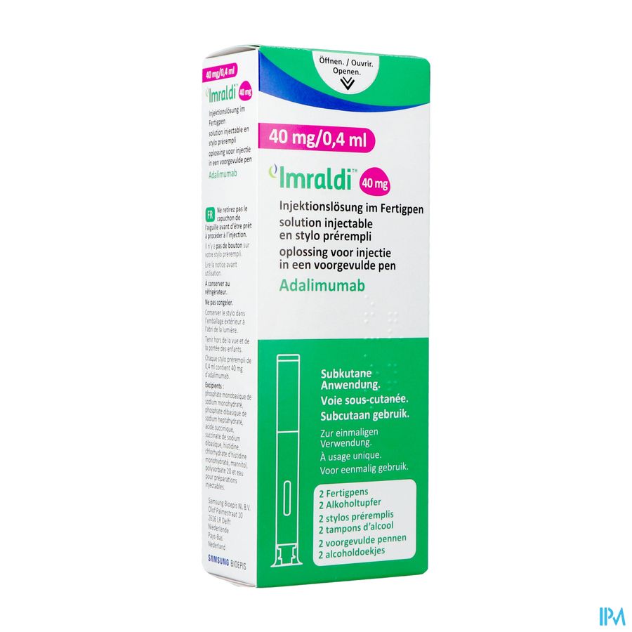 Imraldi 40mg/0,4ml Opl Inj 100mg/ml Voorgev. Pen 2 Imraldi 40mg/0,4ml Opl Inj 100mg/ml Voorgev. Pen 2
