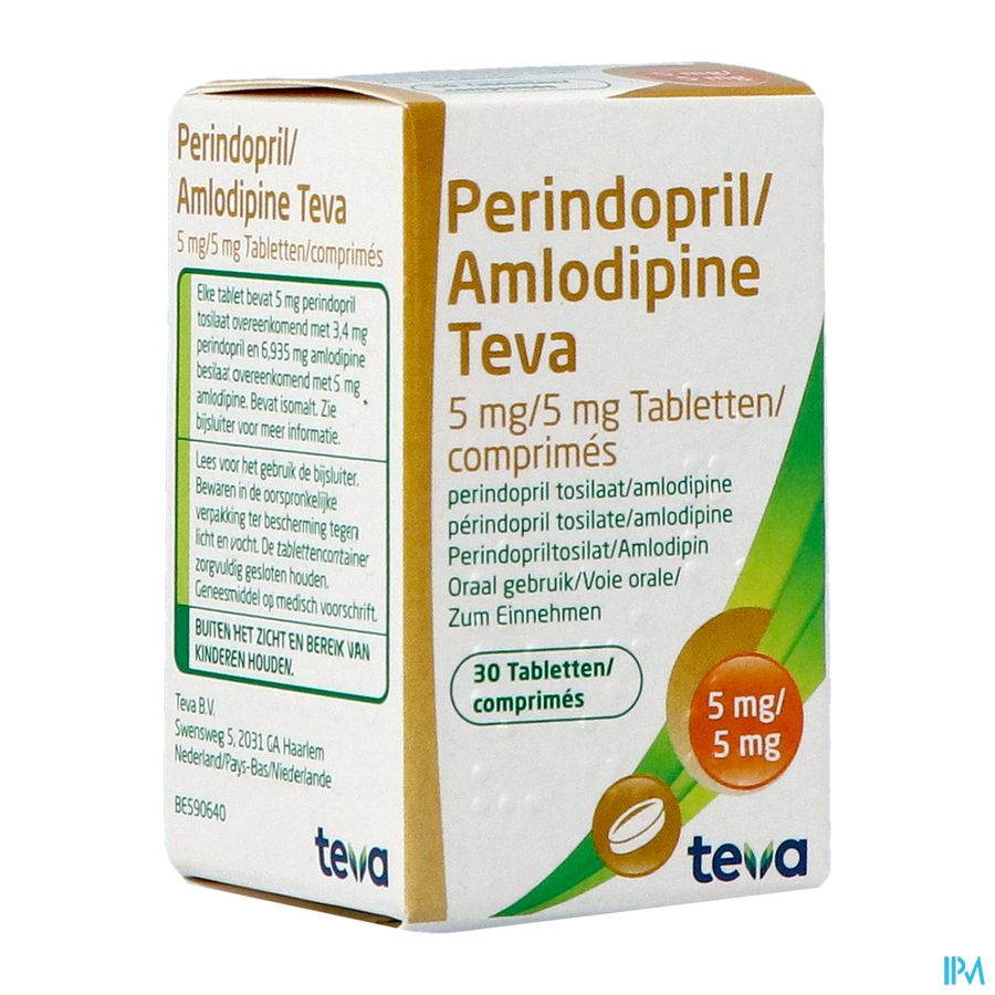 Perindopril Amlodipine Teva 5mg/ 5mg Comp 30 Perindopril Amlodipine Teva 5mg/ 5mg Comp 30