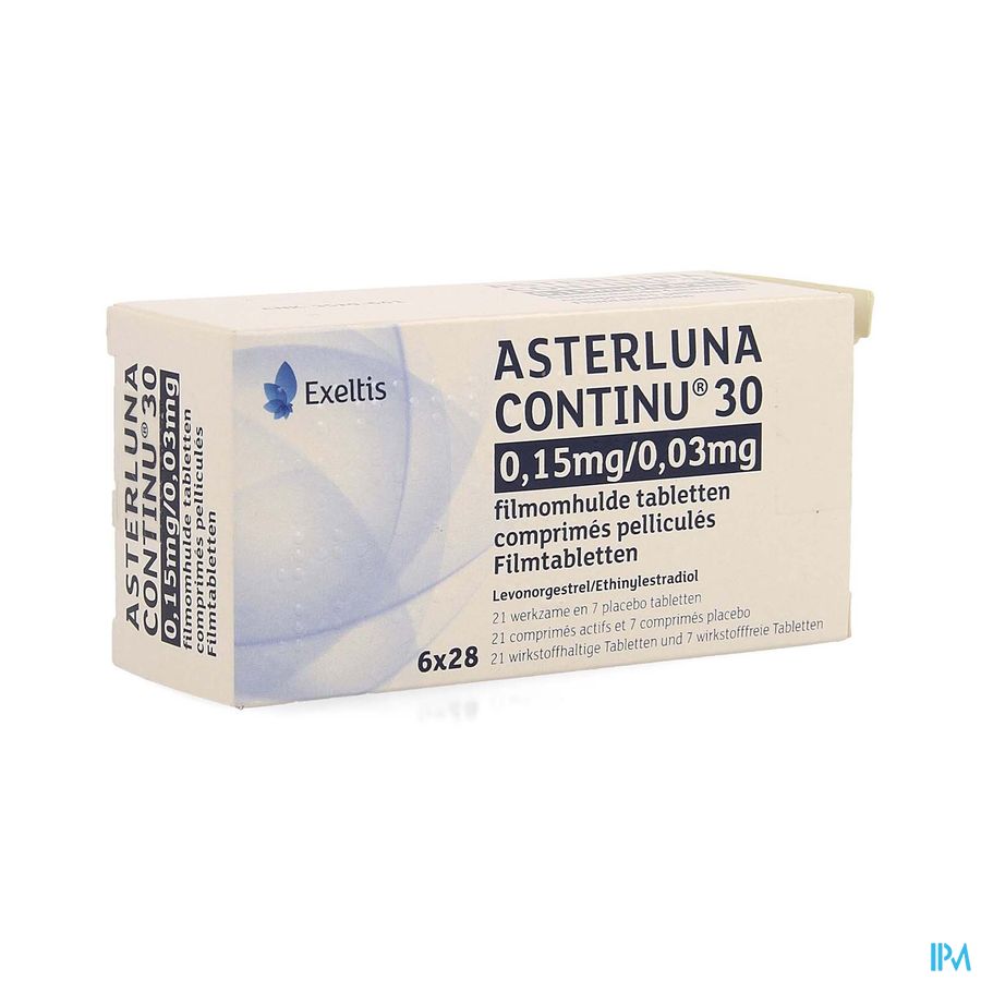 Asterluna Continu 30 0,15mg/0,03mg Comp Pell6x21+7