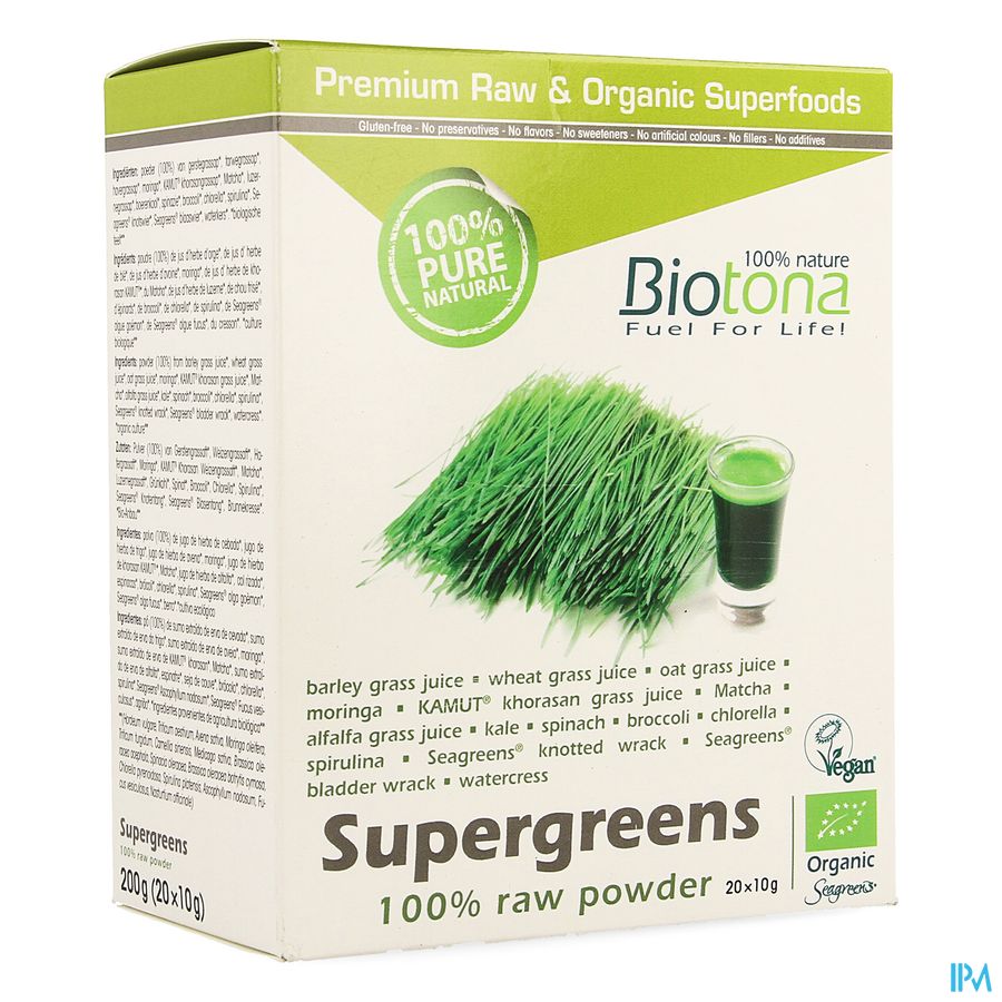 Biotona Supergreens Raw Powder 20x10g Biotona Supergreens Raw Powder 20x10g