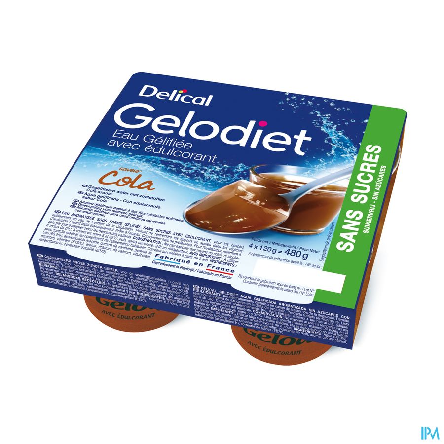 Gelodiet Gelwater Zoetstof Cola Pot 4x120g