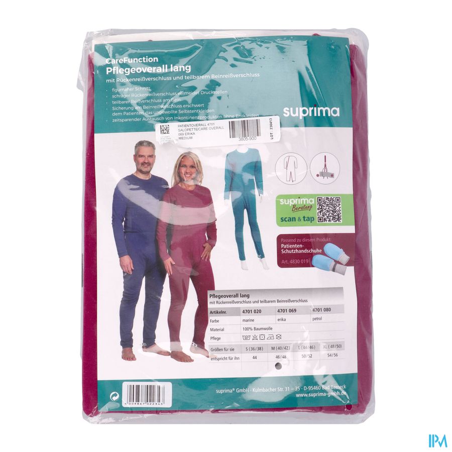 Suprima 4701 Salopette Ferm. Dos+jambe Erika M Suprima 4701 Salopette Ferm. Dos+jambe Erika M