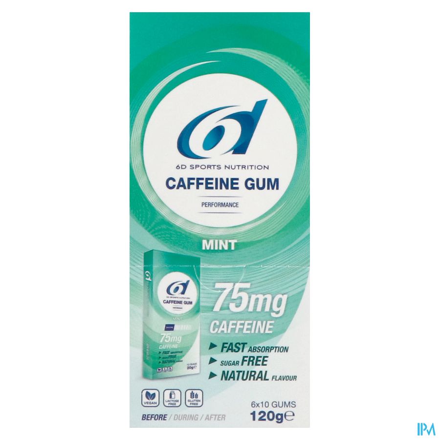 6d Sports Caffeine 75mg Gum Mint 60x2g 1