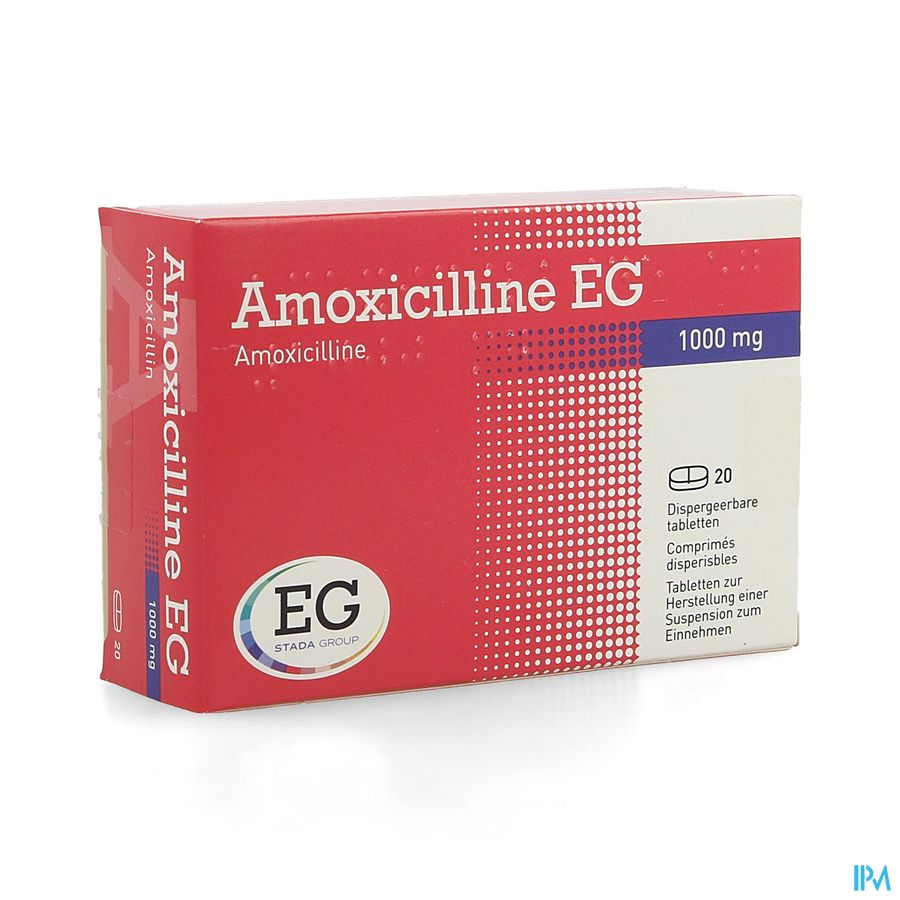 Amoxicilline EG 1000Mg Comp Disp. 20X1000Mg Amoxicilline EG 1000Mg Comp Disp. 20X1000Mg