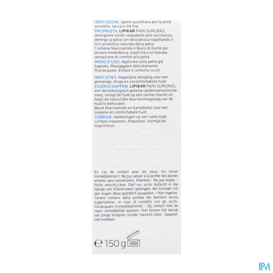 La Roche Posay Lipikar Pain Surgras 150g 3