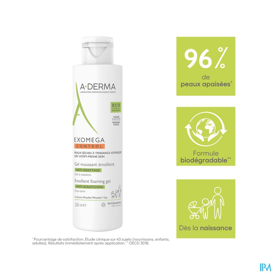 Aderma Exomega Control Emol. Schuimende Gel 200ml 12