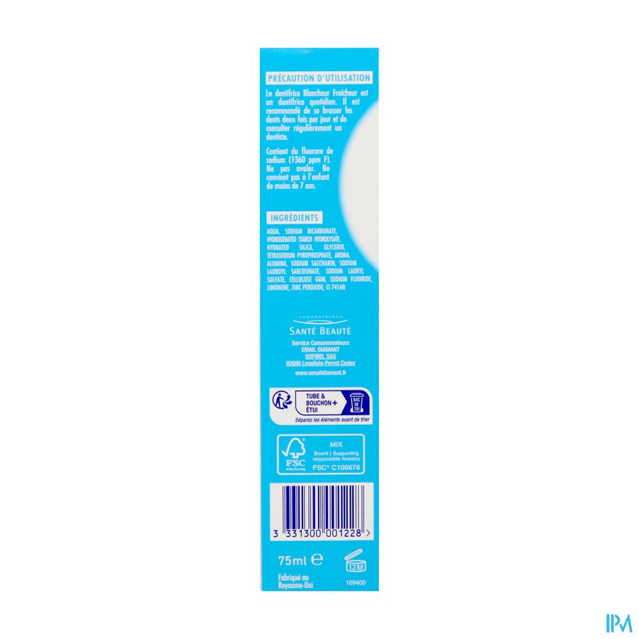 Email Diamant Dentifrice Blancheur Fraicheur 75ml 1