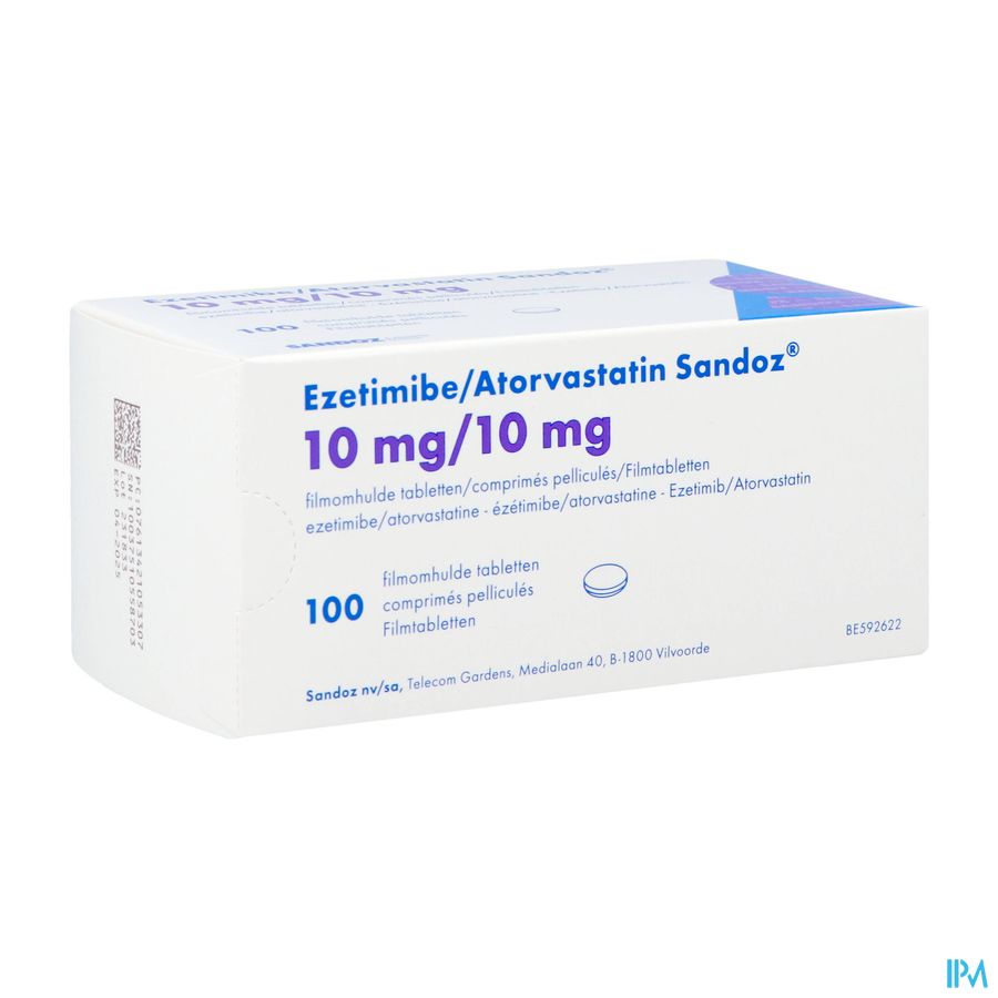 Ezetimibe Atorvastatin Sandoz 10/10mg Film.tabl100 Ezetimibe Atorvastatin Sandoz 10/10mg Film.tabl100