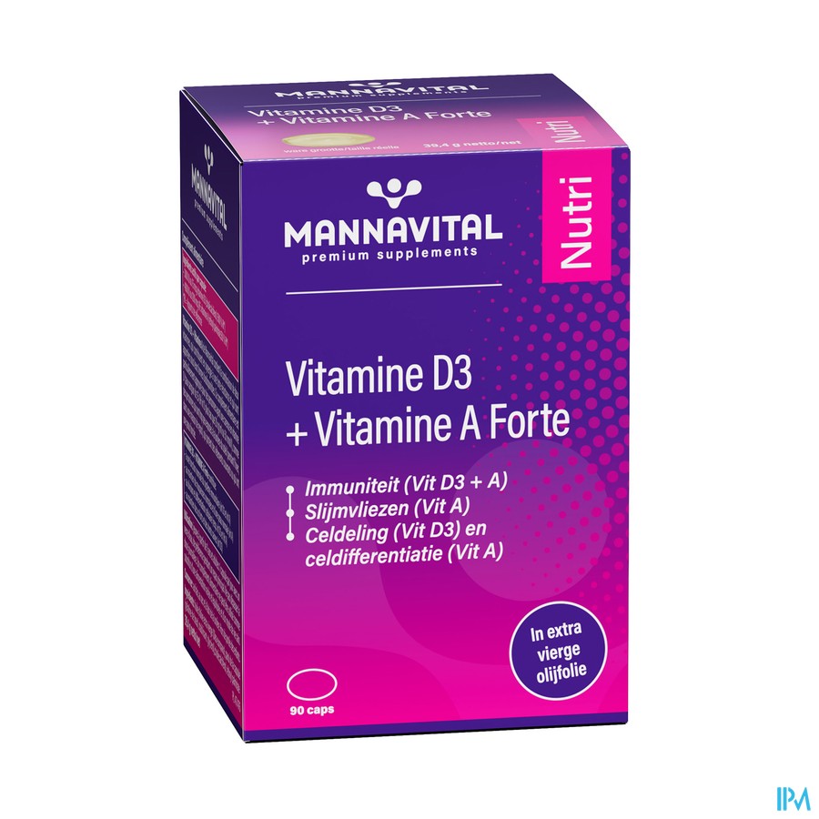 Mannavital Vitamine D3 + Vitamine A Forte Caps 90