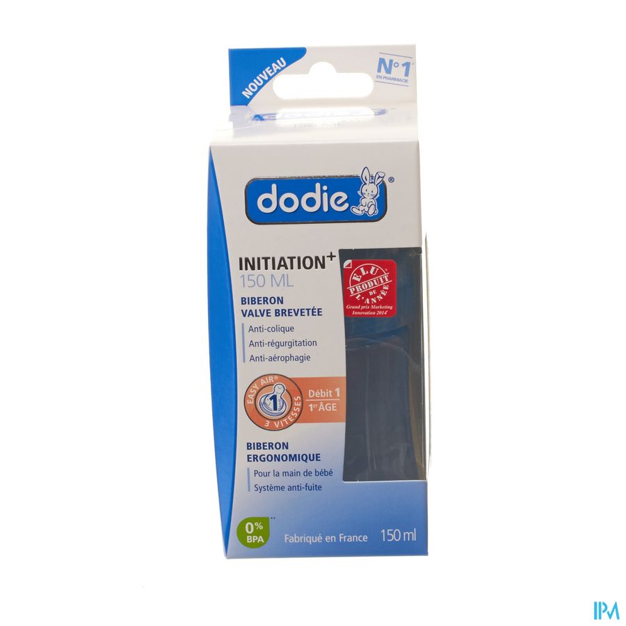 Dodie Zuigfles Iniiation+ Speen 1 Gat Blauw 150ml
