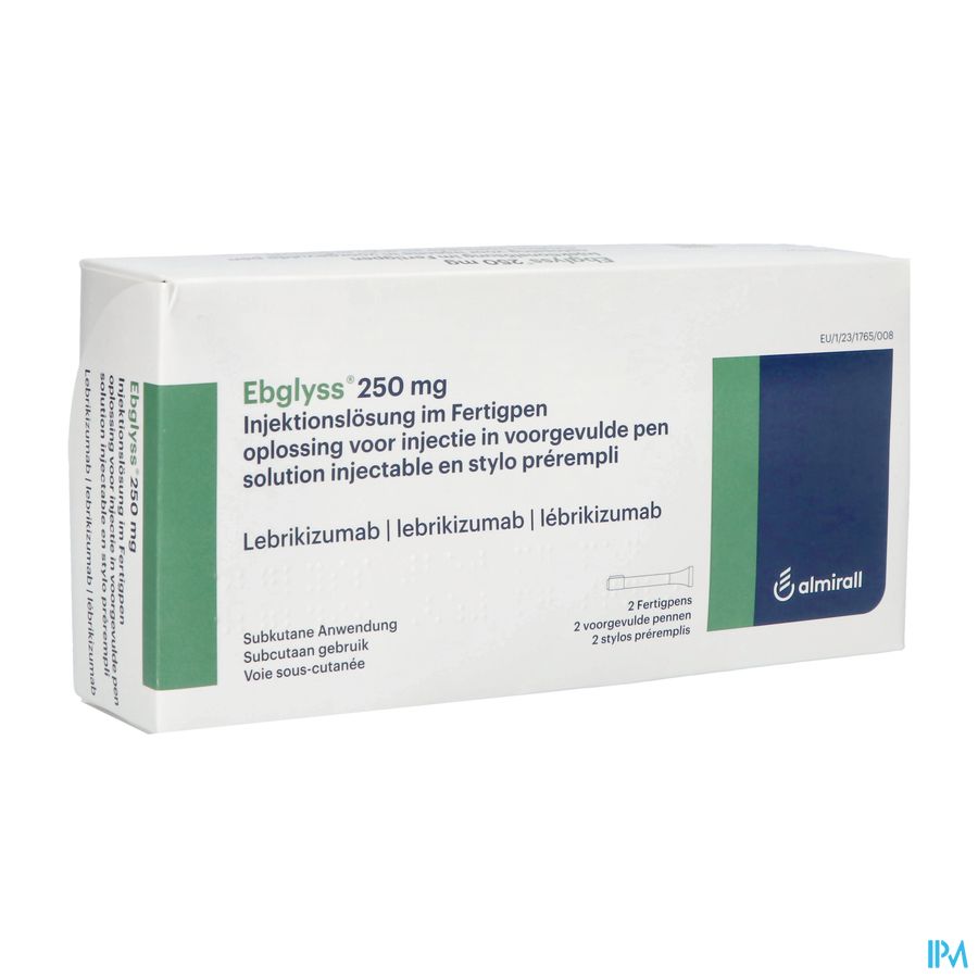 Ebglyss 250mg Opl Inj Voorgevulde Pen 2x2ml Ebglyss 250mg Opl Inj Voorgevulde Pen 2x2ml