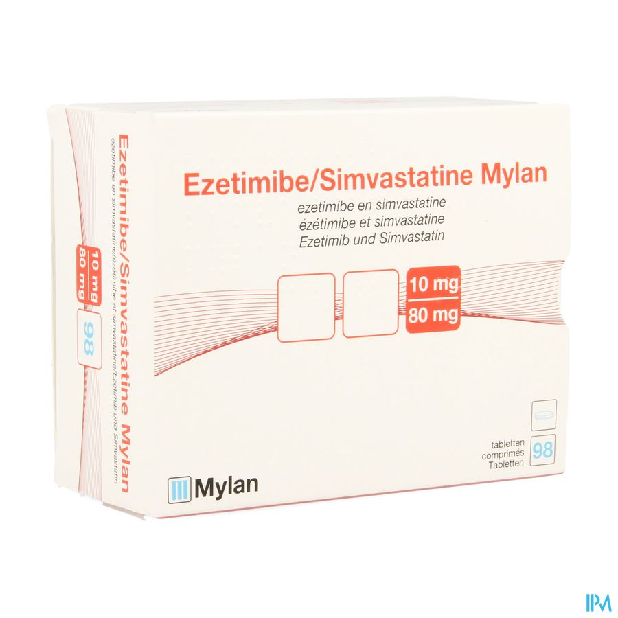 Ezetimibe Simvastatine Viatris 10mg/80mg Comp 98 Ezetimibe Simvastatine Viatris 10mg/80mg Comp 98