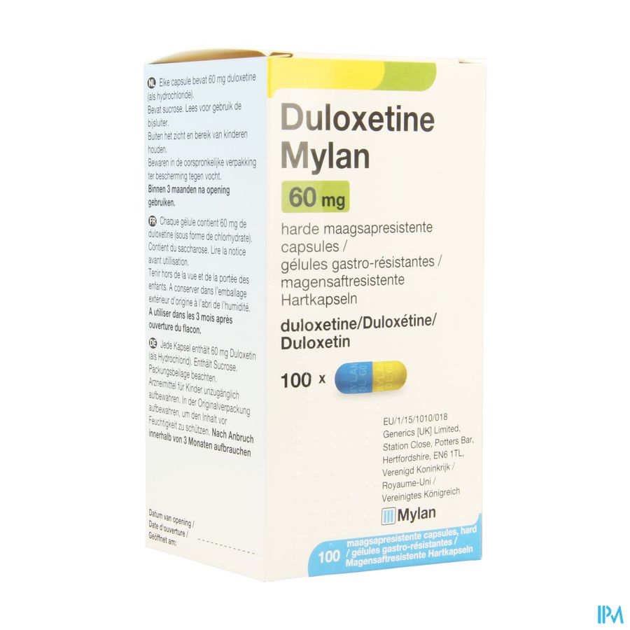 Duloxetine Mylan Gastro Resist Caps 100 X 60mg Duloxetine Mylan Gastro Resist Caps 100 X 60mg
