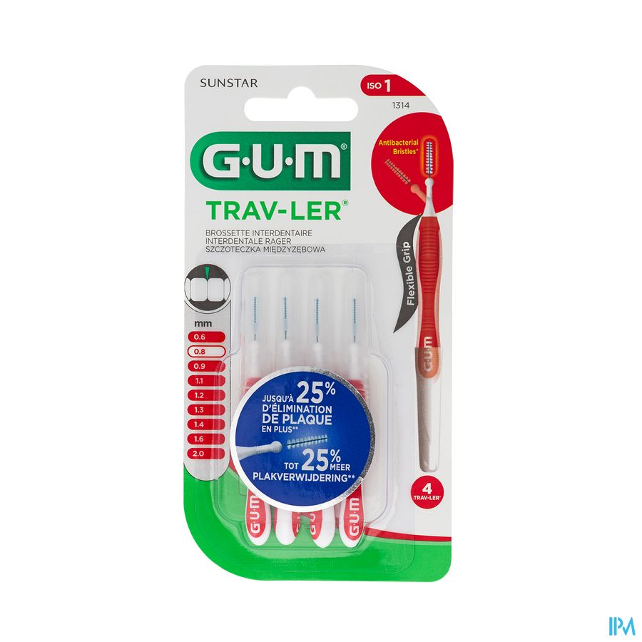 Gum Trav-ler Interdent.borsteltje 0,8mm 4 1314m4 Gum Trav-ler Interdent.borsteltje 0,8mm 4 1314m4