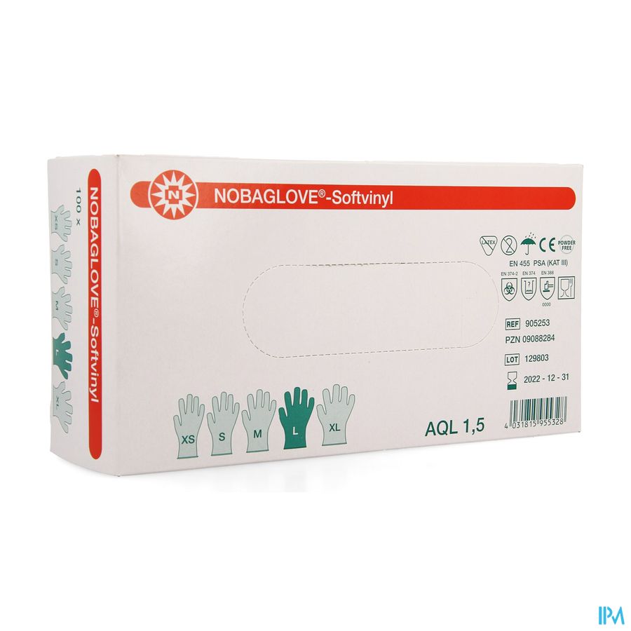 Noba Handschoen Vinyl Poedervrij l 100 5700576 Noba Handschoen Vinyl Poedervrij l 100 5700576