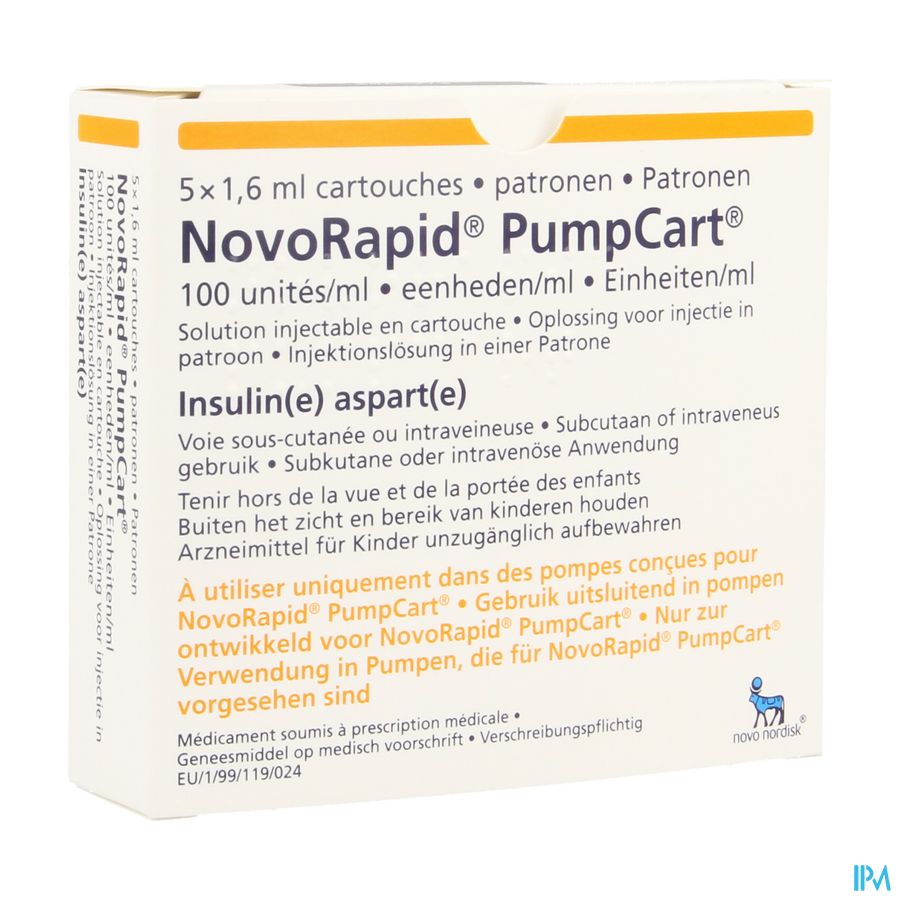 Novorapid Pumpcart 100ie/ml Patroon 5 X 1,6ml Novorapid Pumpcart 100ie/ml Patroon 5 X 1,6ml