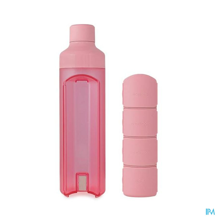 Yos Water Bottle & Pill Box Daily Perfect Pink 1