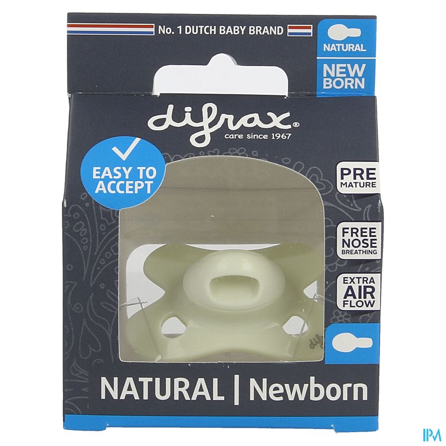 Difrax Fopspeen Natural Newborn Uni/pure Cr/popc. 1