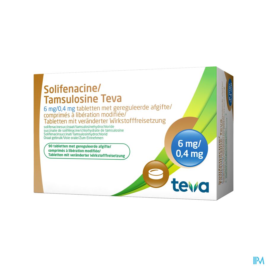 Solifenacine Tamsulosine Teva 6/04,mg g.afg.tabl90 Solifenacine Tamsulosine Teva 6/04,mg g.afg.tabl90