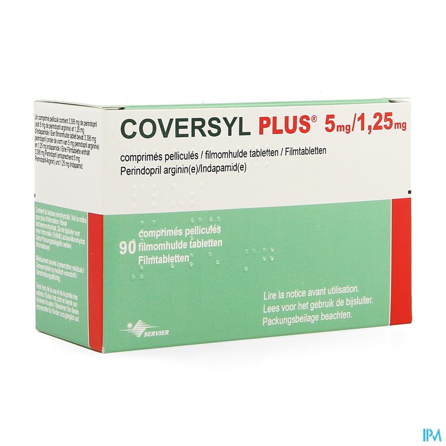 Coversyl Plus 5mg/1,25mg Impexeco Film.tabl 90 Pip Coversyl Plus 5mg/1,25mg Impexeco Film.tabl 90 Pip