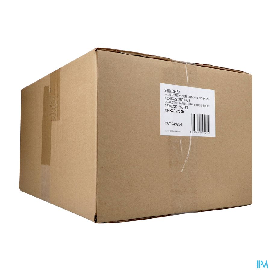 Draagtas Papier Kruis Klein Bruin 18x8x22 250 Draagtas Papier Kruis Klein Bruin 18x8x22 250