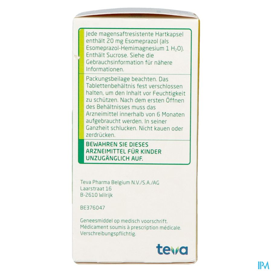 Esomeprazole Teva Caps Harde Maagsapres Fl 98x20mg 6