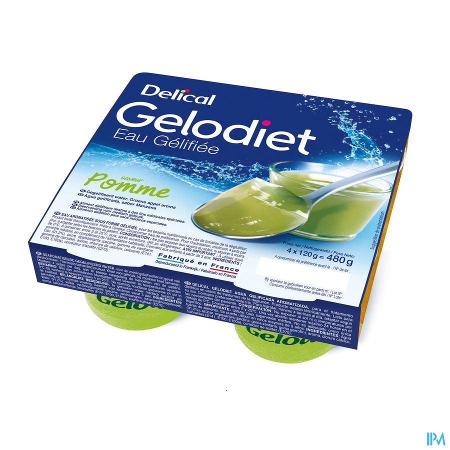 Gelodiet Gelwater Gesuikerd Groene Appel 4x120g Gelodiet Gelwater Gesuikerd Groene Appel 4x120g