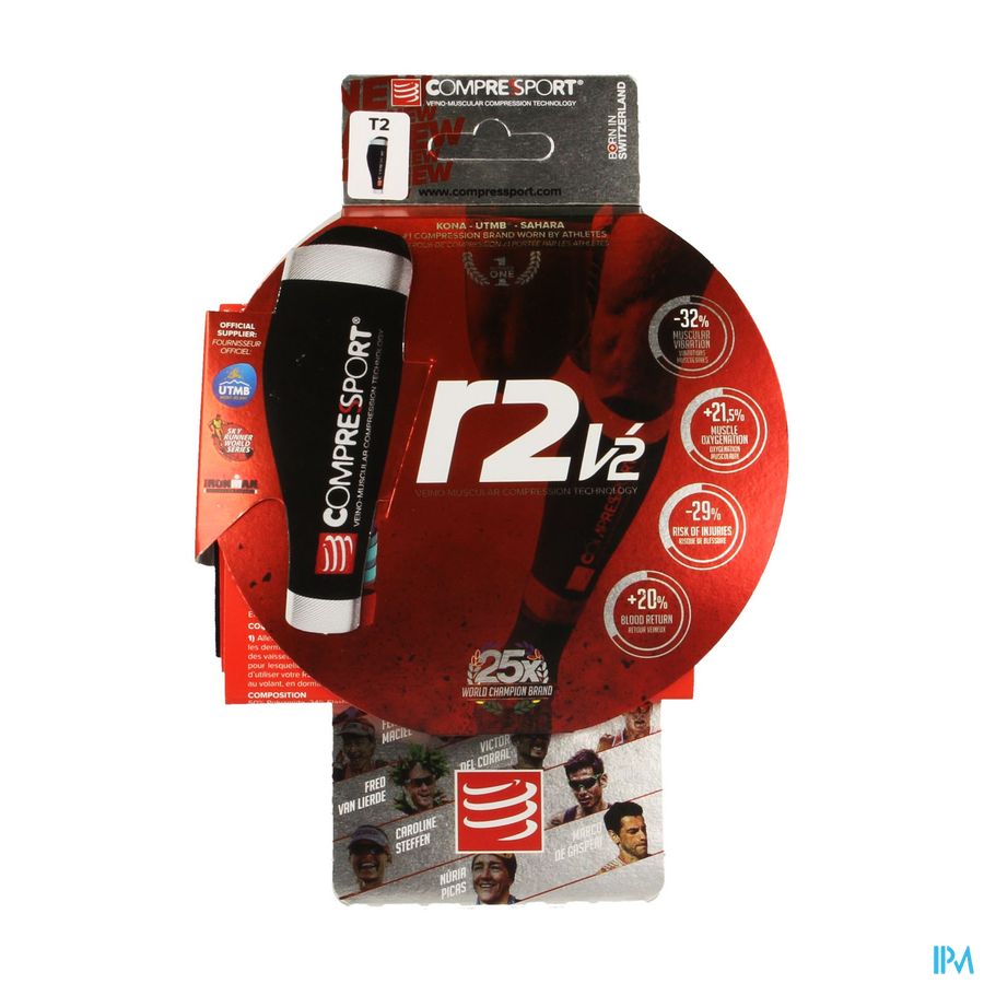 Compressport Calf R2v2 Black T2