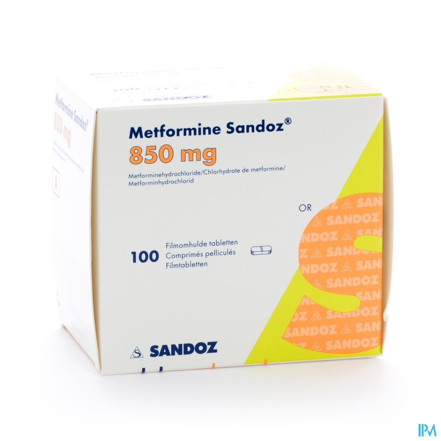 Metformine Sandoz 850mg Comp 100 X 850mg 2