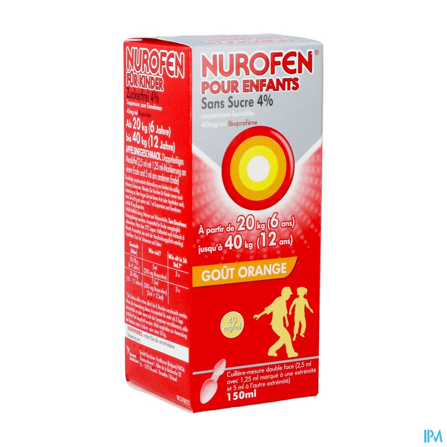 Nurofen Enfant Orange 4% Susp S/sucre 150ml Nurofen Enfant Orange 4% Susp S/sucre 150ml