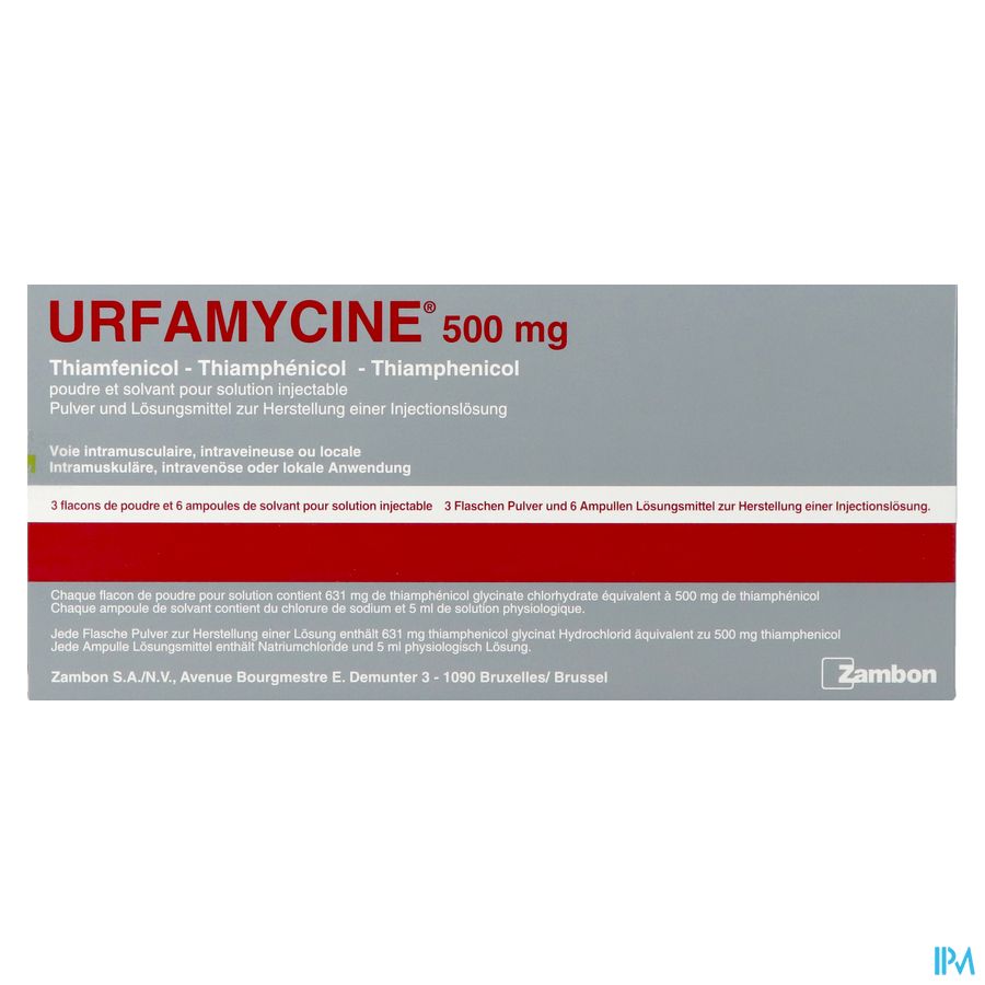 Urfamycine Fl Inj 3 X 500mg+solv 6 1