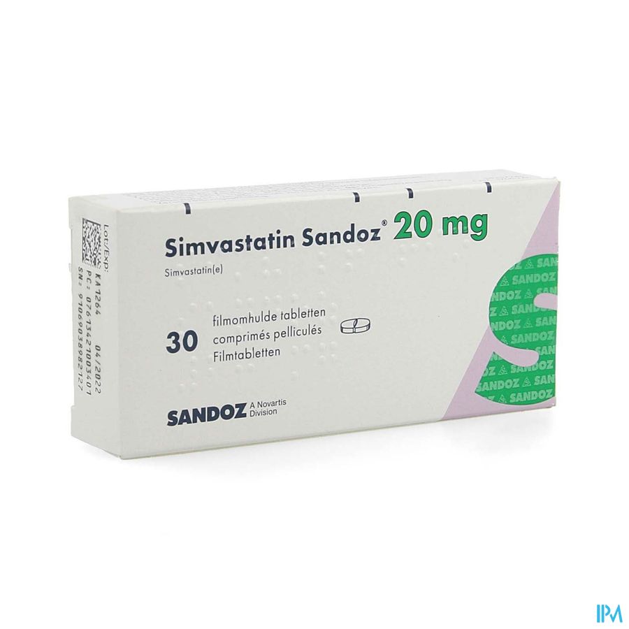 Simvastatin Sandoz 20mg Comp 30 Alu/pvc Simvastatin Sandoz 20mg Comp 30 Alu/pvc