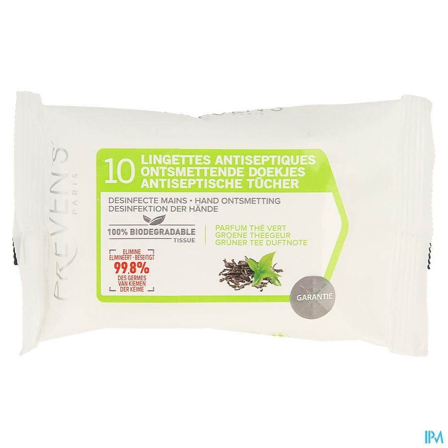Preven's Doekjes A/septisch Groene Thee Pocket 10 1