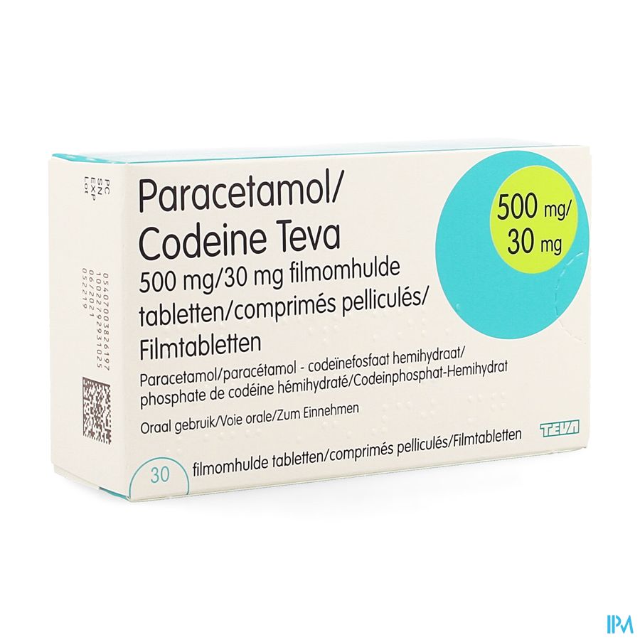 Paracetamol Codeine Teva 500mg/30mg Film.tabl 30 Paracetamol Codeine Teva 500mg/30mg Film.tabl 30