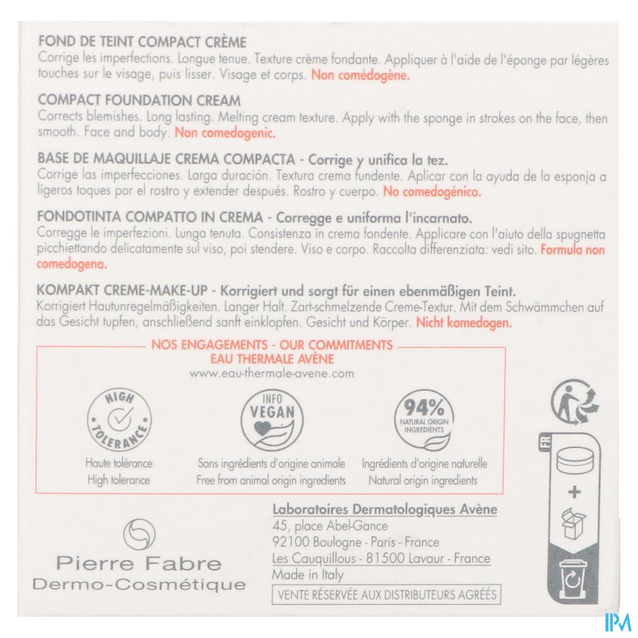 Avene Couvrance Fond Teint Compact 1.4 Dore 8.5g 6