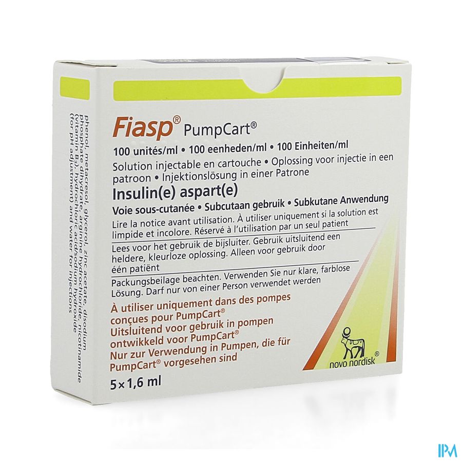 Fiasp Pumpcart 100e/ml Opl Inj In Patroon 5x1,6ml Fiasp Pumpcart 100e/ml Opl Inj In Patroon 5x1,6ml