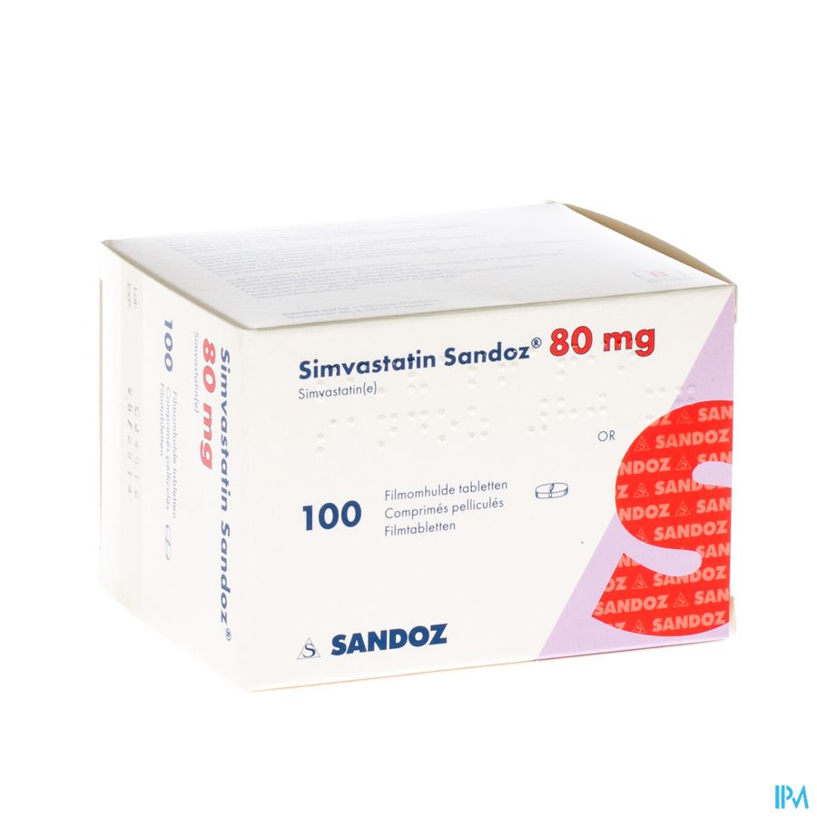 Simvastatin Sandoz 80mg Comp 100 Alu/pvc Simvastatin Sandoz 80mg Comp 100 Alu/pvc
