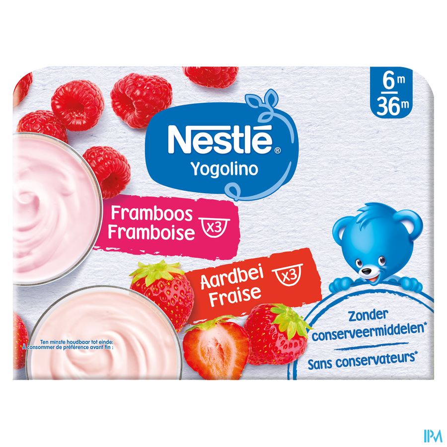 Nestle Yogolino Aardbei Framboos 6x60g 1