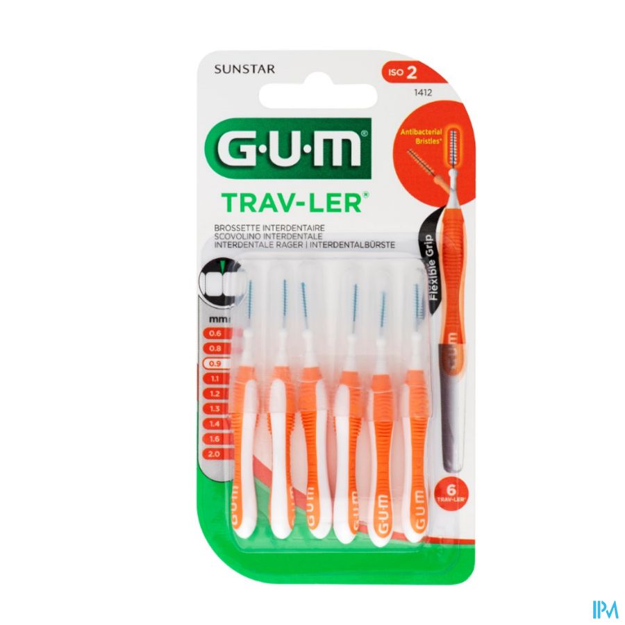 Gum Trav-ler Interdent.borsteltje 0,9mm 6 1412m6 Gum Trav-ler Interdent.borsteltje 0,9mm 6 1412m6