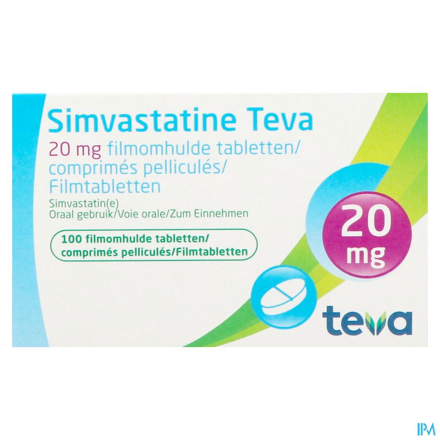 Simvastatine 20mg Teva Comp Enrob 100 X 20mg