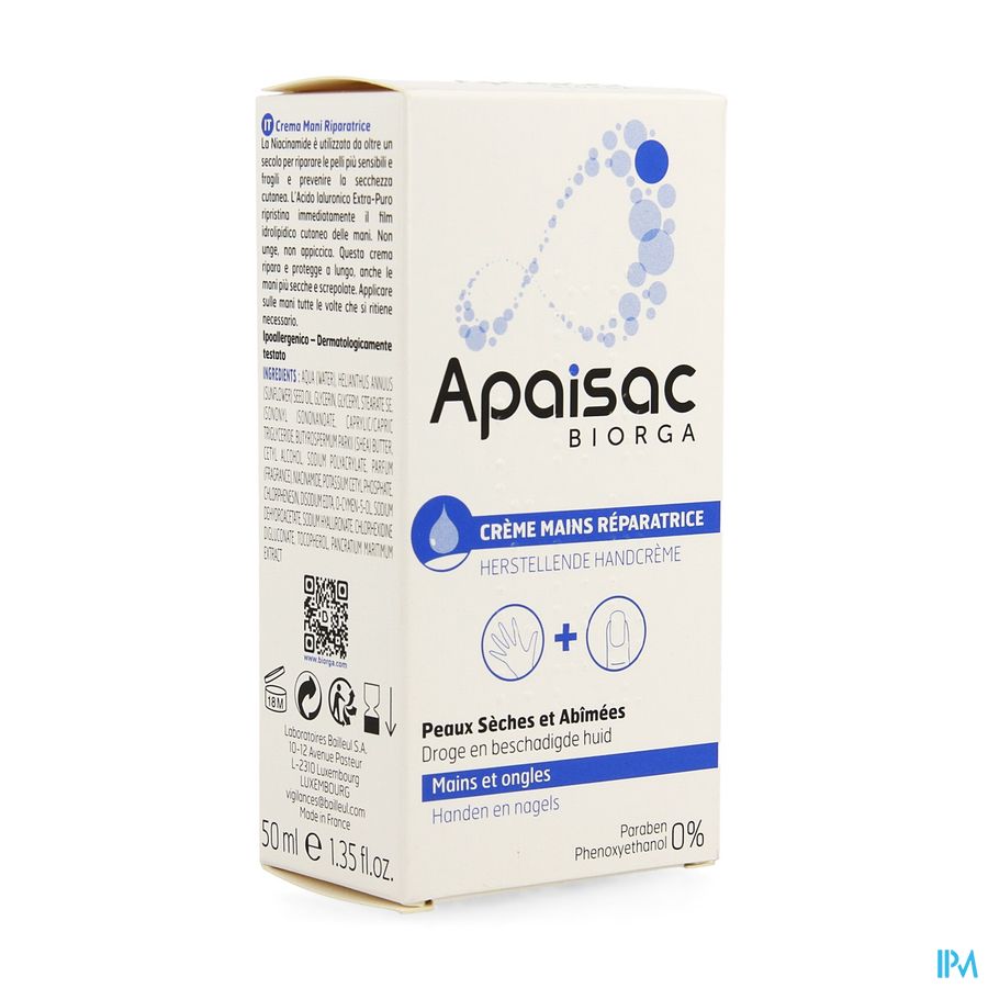 Apaisac Biorga Creme Mains Reparatrice Tube 50ml
