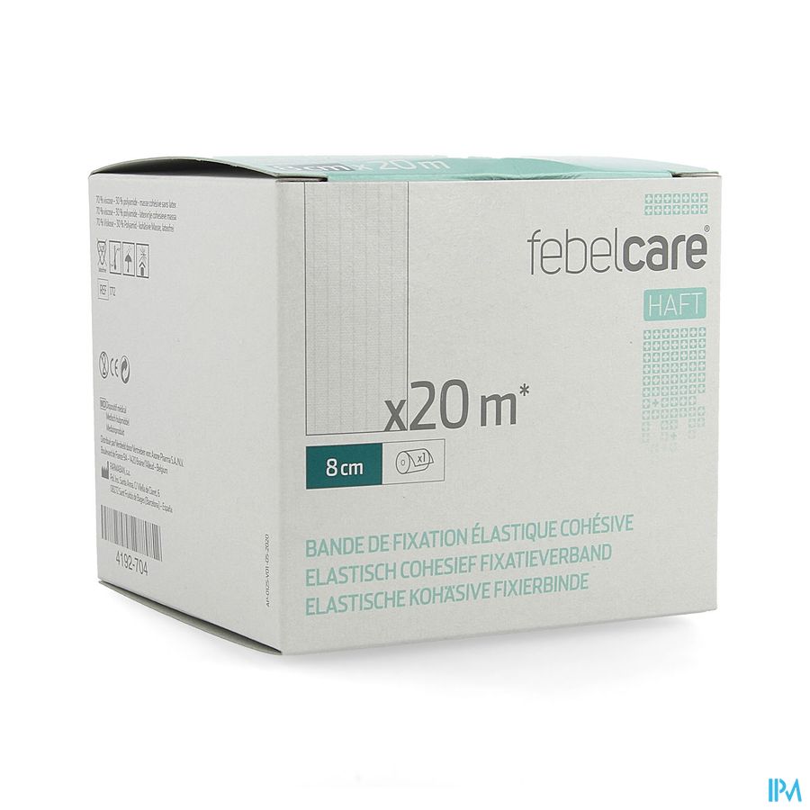 Febelcare Haft Elas. Cohesief Fixatieverb. 8cmx20m Febelcare Haft Elas. Cohesief Fixatieverb. 8cmx20m