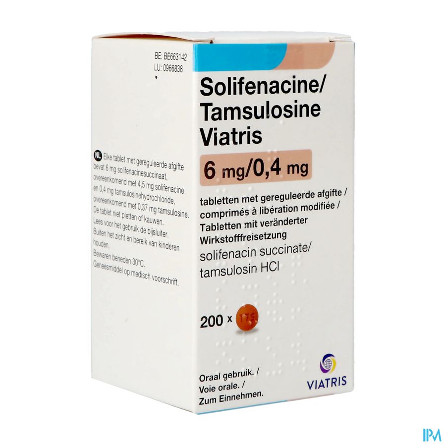 Solifenacine/tamsulosine Viatris 6mg/0,4mg Tabl200 Solifenacine/tamsulosine Viatris 6mg/0,4mg Tabl200